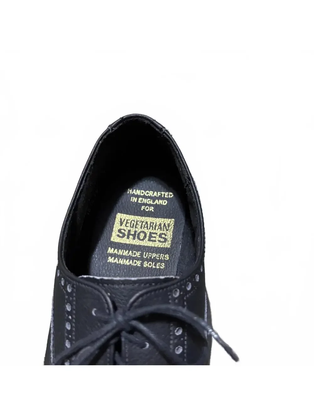 Vegetarian Shoes Men 11 US Black Brogue Wingtip Oxfords Made in England Vegan
